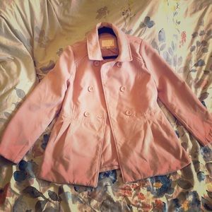 Adorable Pink Pea Coat with Pockets XL